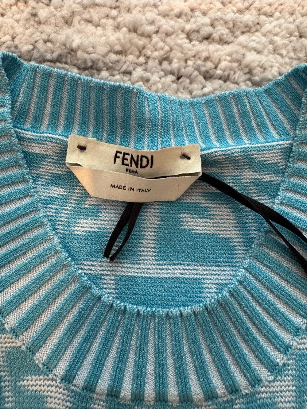 Fendi Vertigo FF Jacquard Knit Mini Blue Dress - Picture 8 of 10